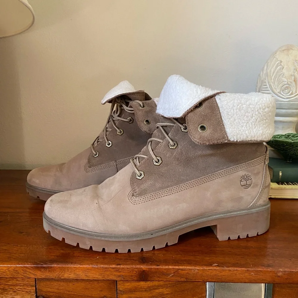 Women’s Timberland Jayne fold down fleece light brown nubuck boots - Picture 6 of 6